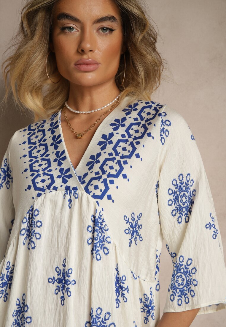 Rochie Daviloria Albastră cu crem