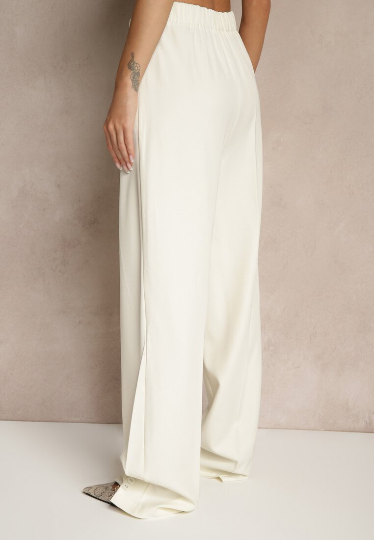 Jasnobeżowe Spodnie Garniturowe High Waist Annavia