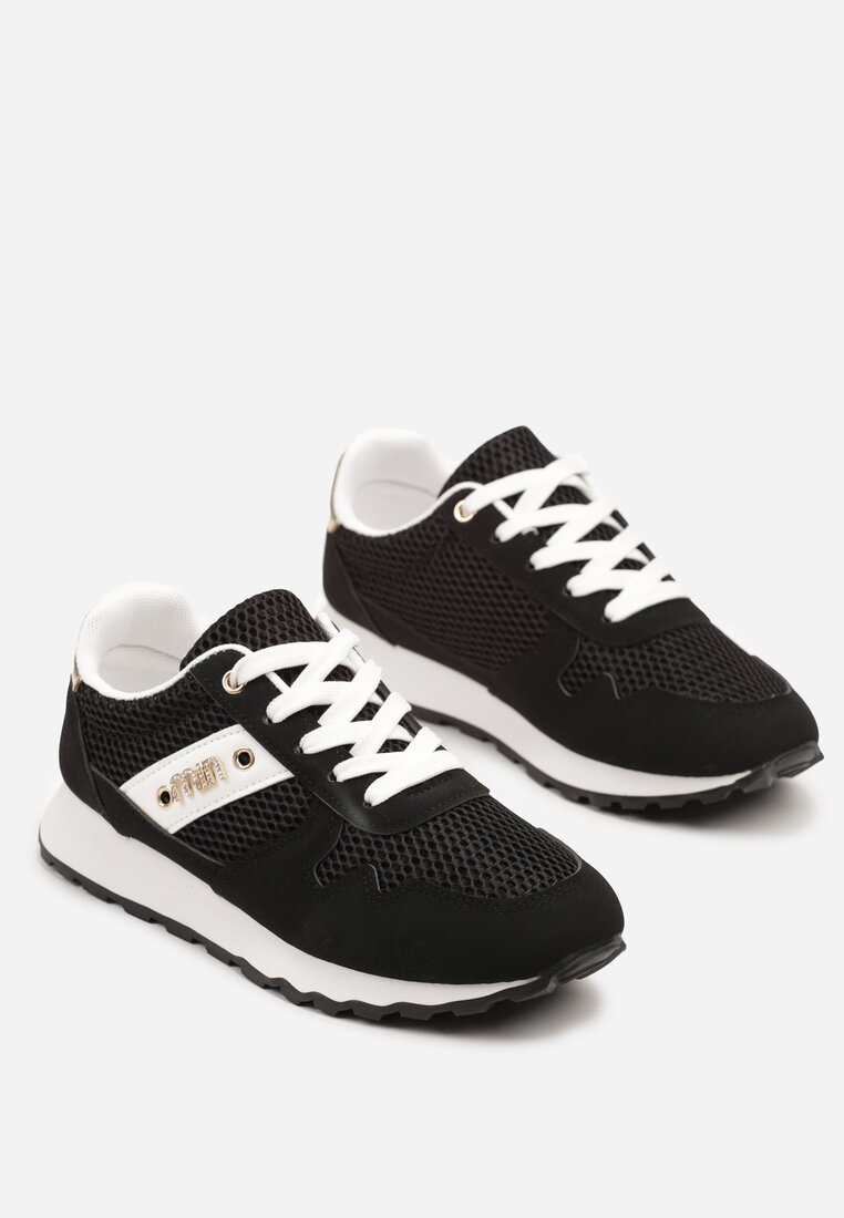 Czarne Sneakersy z Ozdobnymi Cyrkoniami Adisona