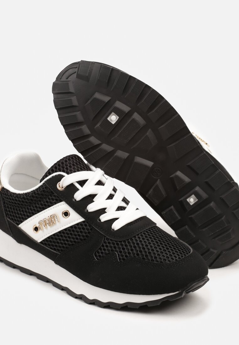 Czarne Sneakersy z Ozdobnymi Cyrkoniami Adisona