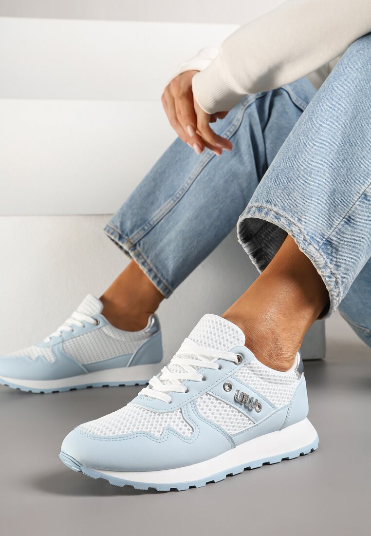 Niebieskie Sneakersy z Ozdobnymi Cyrkoniami Adisona