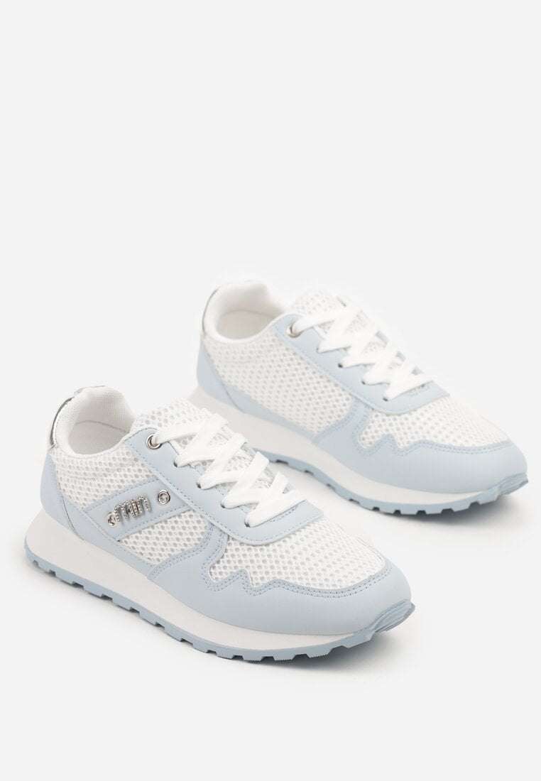 Niebieskie Sneakersy z Ozdobnymi Cyrkoniami Adisona