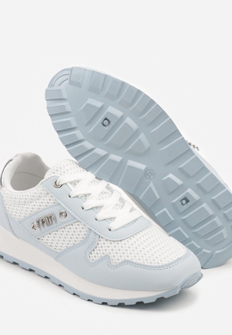 Niebieskie Sneakersy z Ozdobnymi Cyrkoniami Adisona