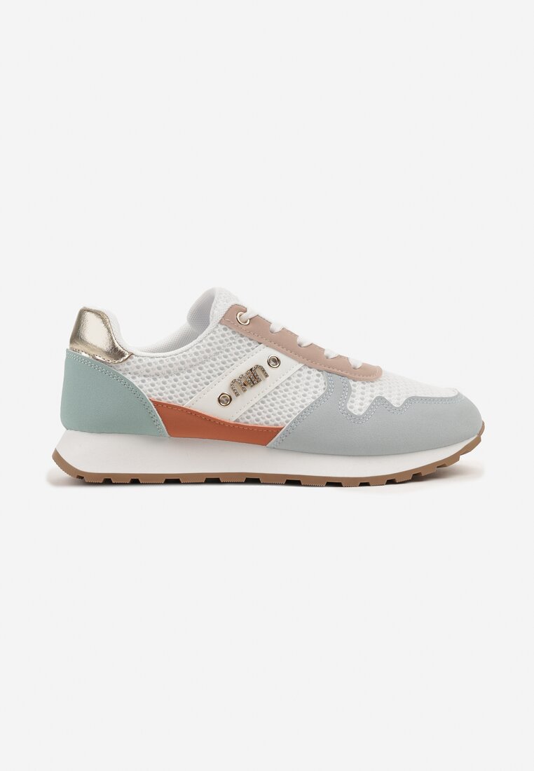 Biało-Niebieskie Sneakersy z Ozdobnymi Cyrkoniami Adisona