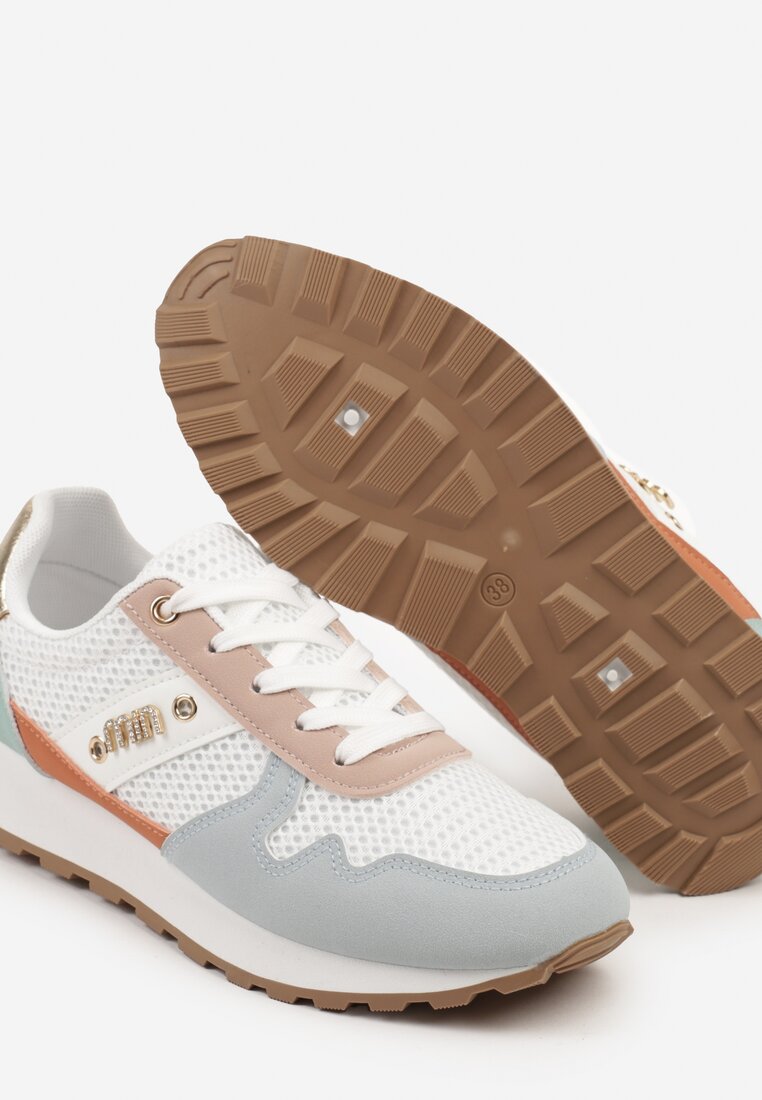 Biało-Niebieskie Sneakersy z Ozdobnymi Cyrkoniami Adisona