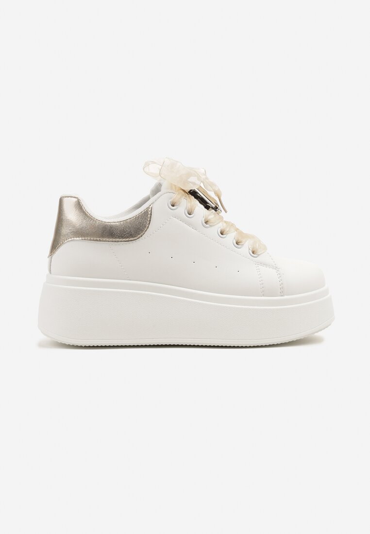 Biało-Złote Sneakersy z Cyrkoniami Vivioriana