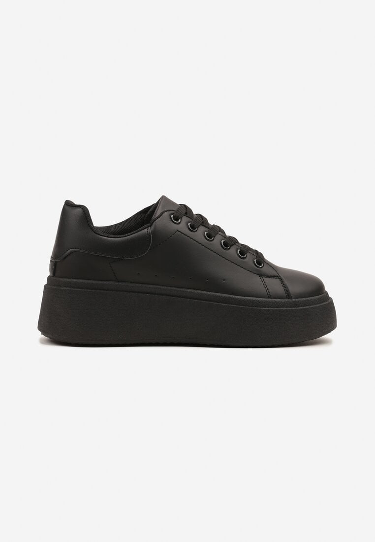 Czarne Basicowe Sneakersy na Platformie Jorvisa