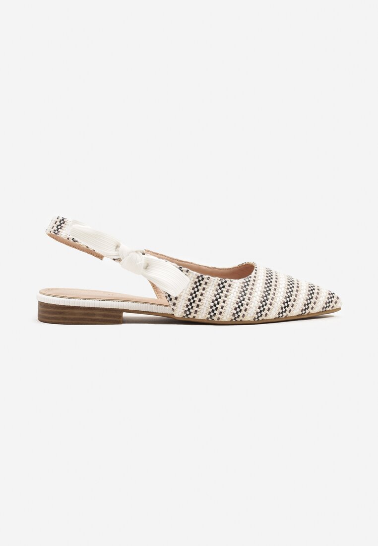 Białe Sandały Slingback z Tweedowymi Zdobieniami Calritis
