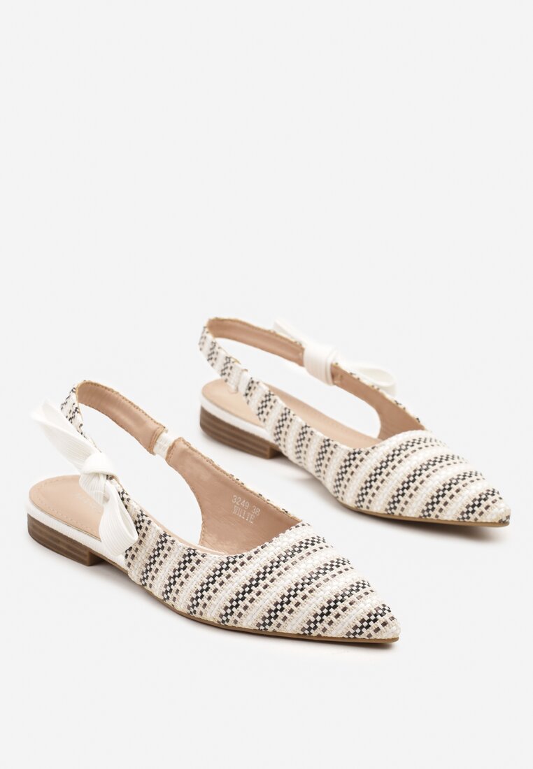 Białe Sandały Slingback z Tweedowymi Zdobieniami Calritis