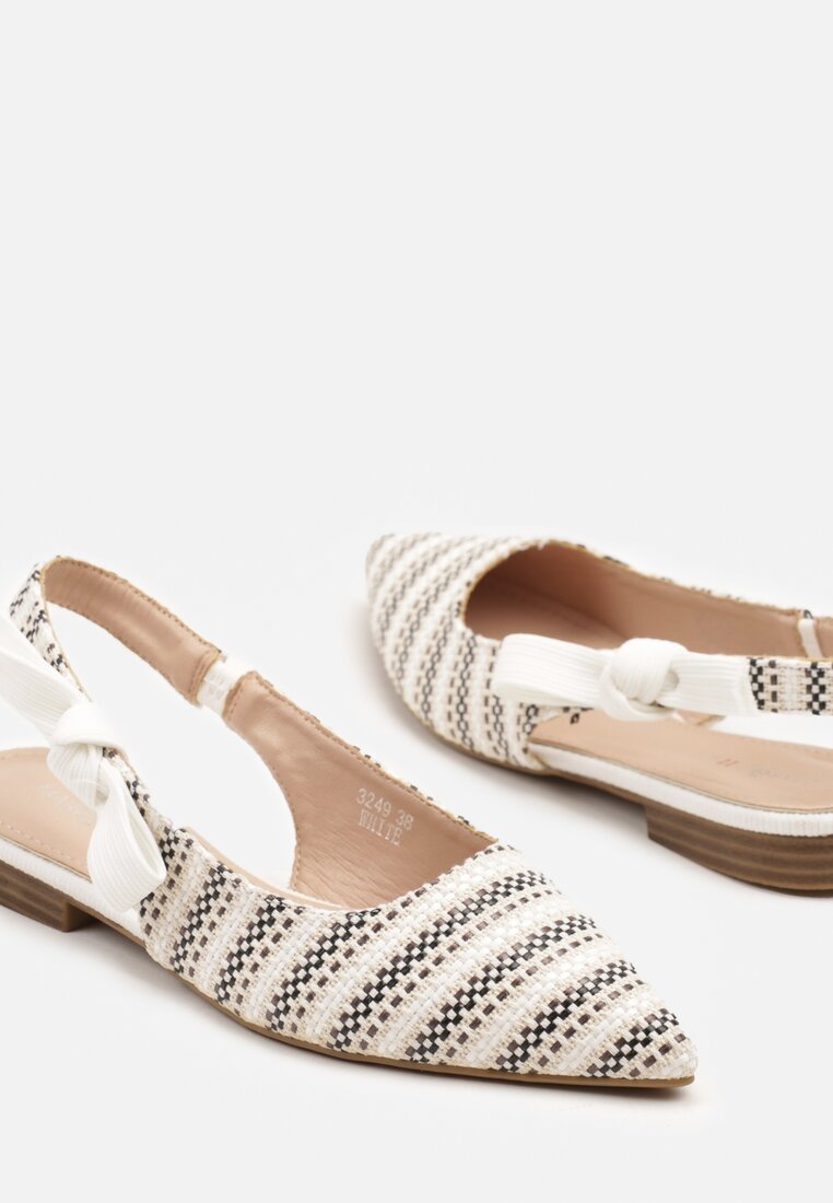 Białe Sandały Slingback z Tweedowymi Zdobieniami Calritis