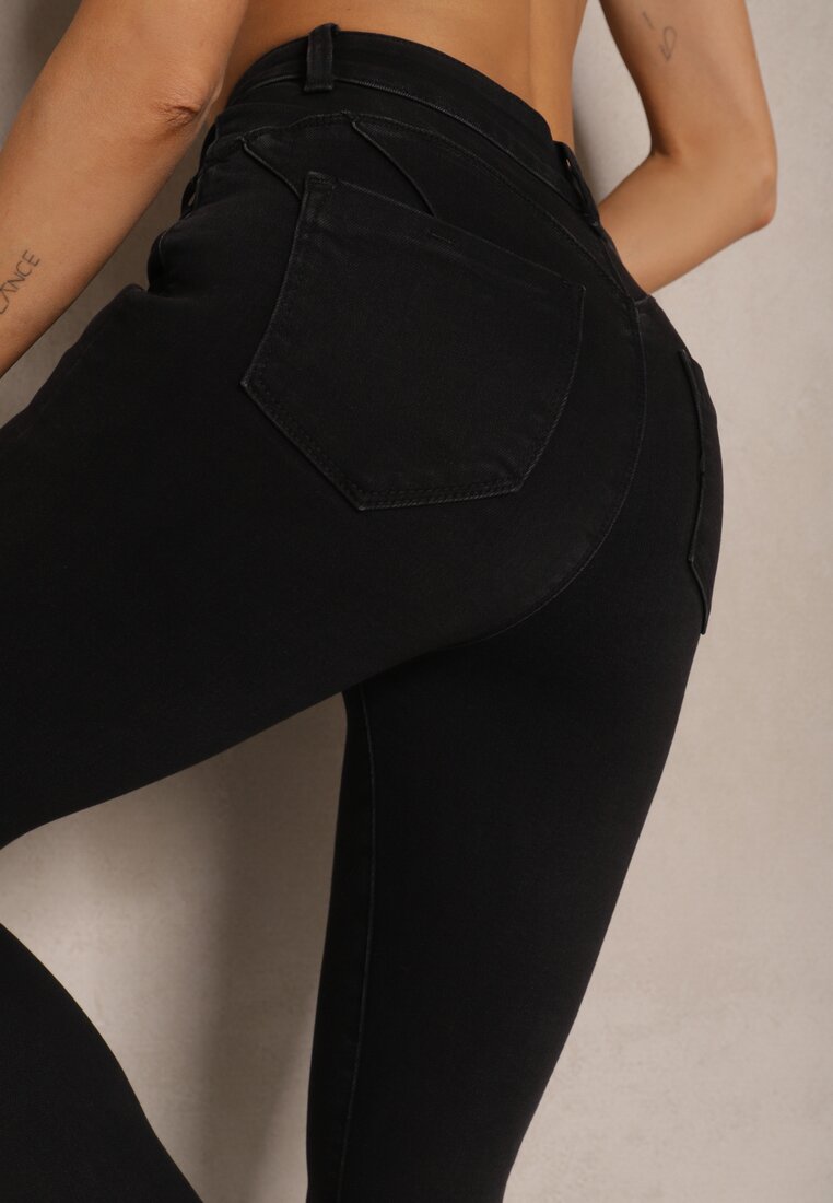 Czarne Jeansy o Fasonie Skinny Push Up Vosea