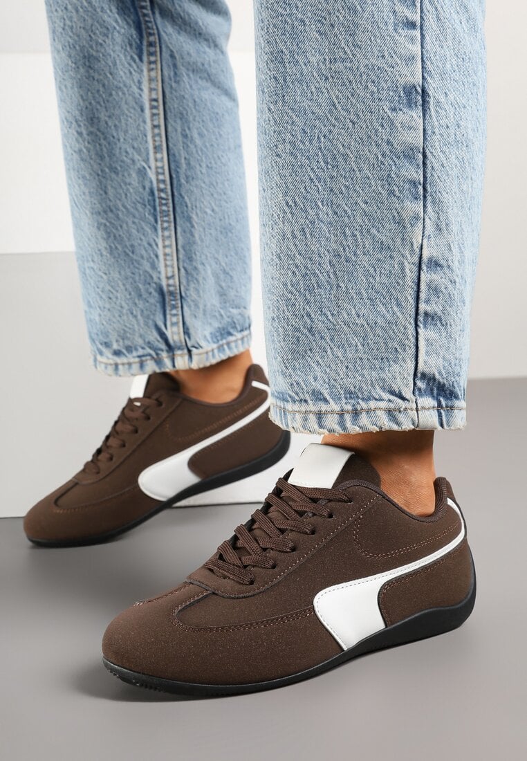 Brązowe Sneakersy Typu Klasyczne Tenisówki Zelritia