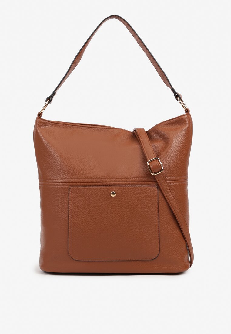 Brązowa Torebka Typu Hobo z Dodatkowym Paskiem Crossbody Janallora