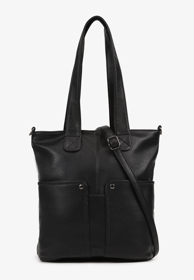 Czarna Torebka Shopper Tote z Uchwytami i Regulowanym Paskiem Silpio