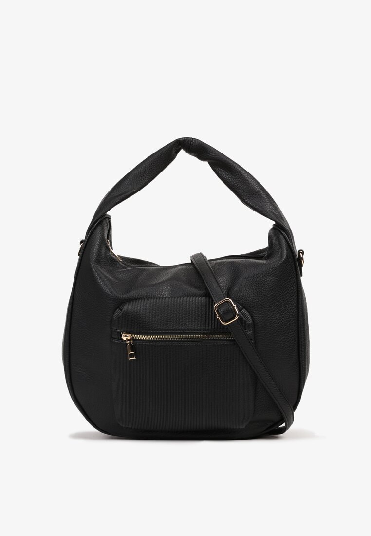Czarna Torebka o Fasonie Hobo z Dodatkowym Paskiem Crossbody Mepila