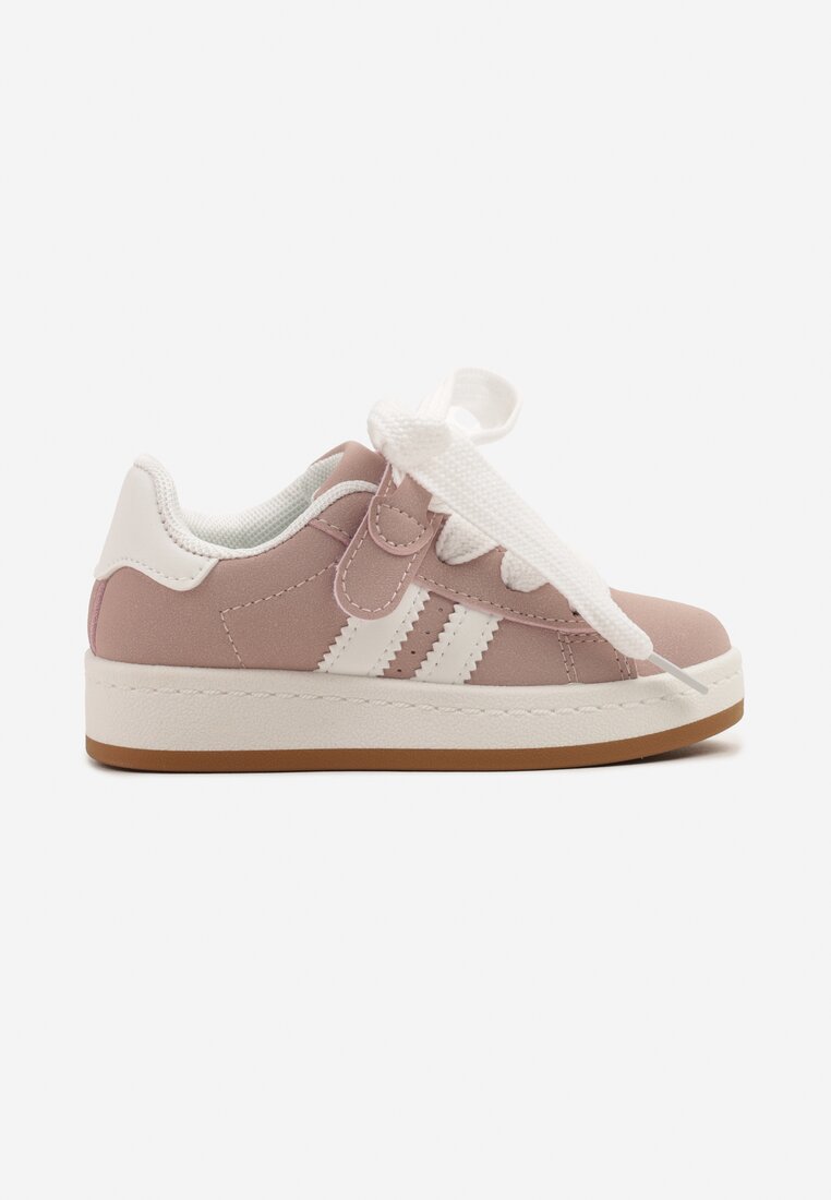 Różowe Buty Sportowe Sneakersy Ozdobione Paskami Worriti
