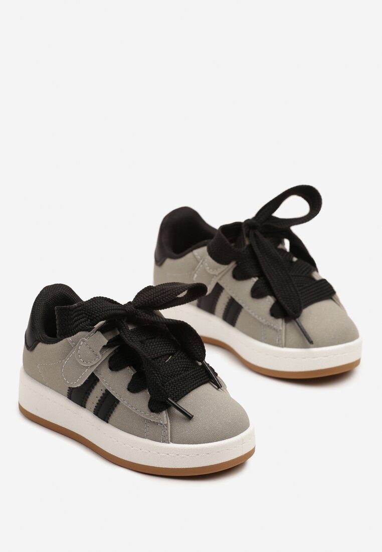 Szare Buty Sportowe Sneakersy Ozdobione Paskami Worriti