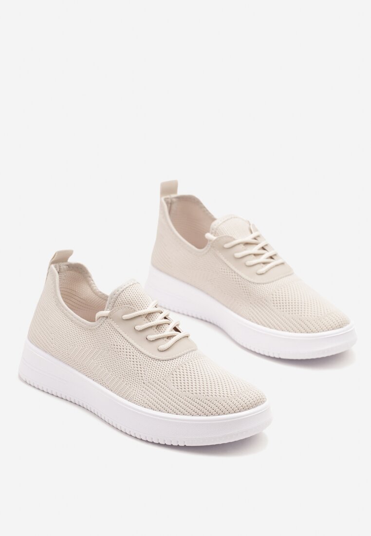 Beżowe Siateczkowe Buty Sportowe Sneakersy Eravessa