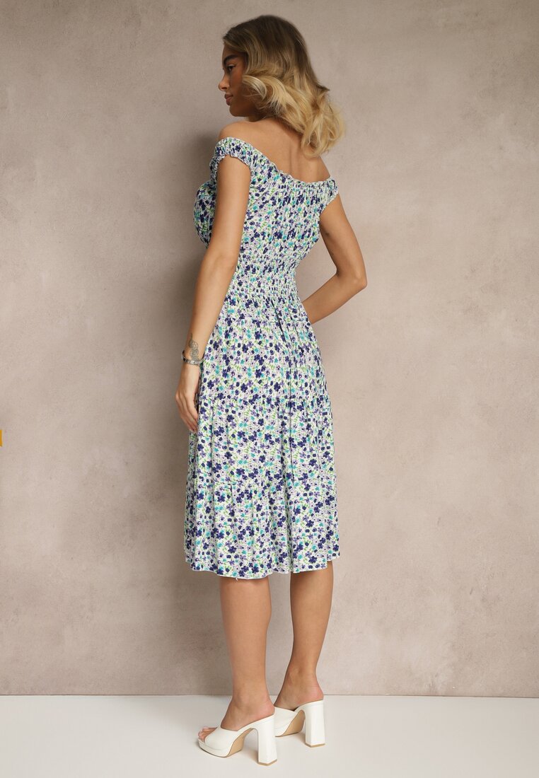 Rochie Roniselle Albă cu albastru