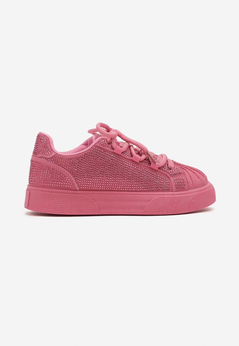 Fuksjowe Sneakersy na Grubej Podeszwie z Cyrkoniami Lisariana