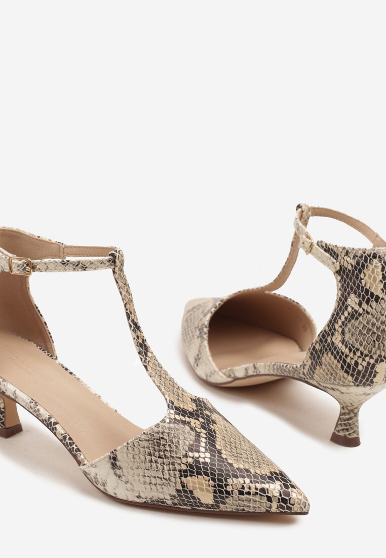 Pantofi cu toc Liliora Print piele de șarpe