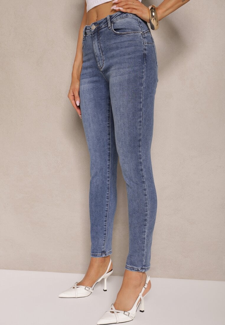 Niebieskie Bawełniane Jeansy Typu Skinny Rivmoi