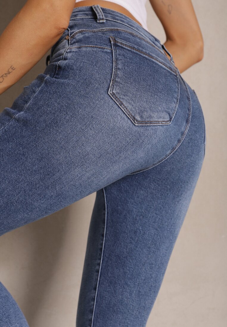 Niebieskie Bawełniane Jeansy Typu Skinny Rivmoi