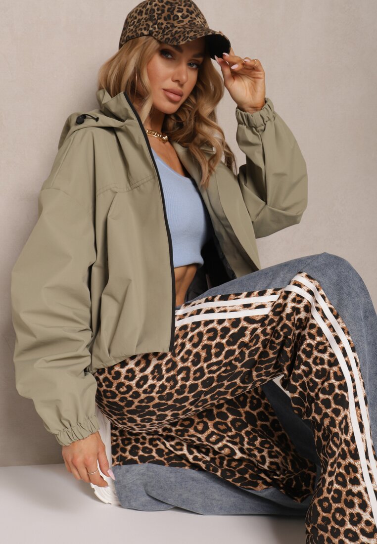 Zielona Kurtka w Stylu Streetwear z Kapturem Oversize Nativiona