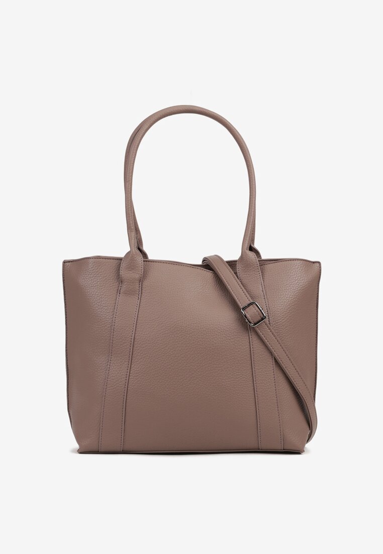 Ciemnobeżowa Duża Torebka Tote w Stylu Casual Firpio