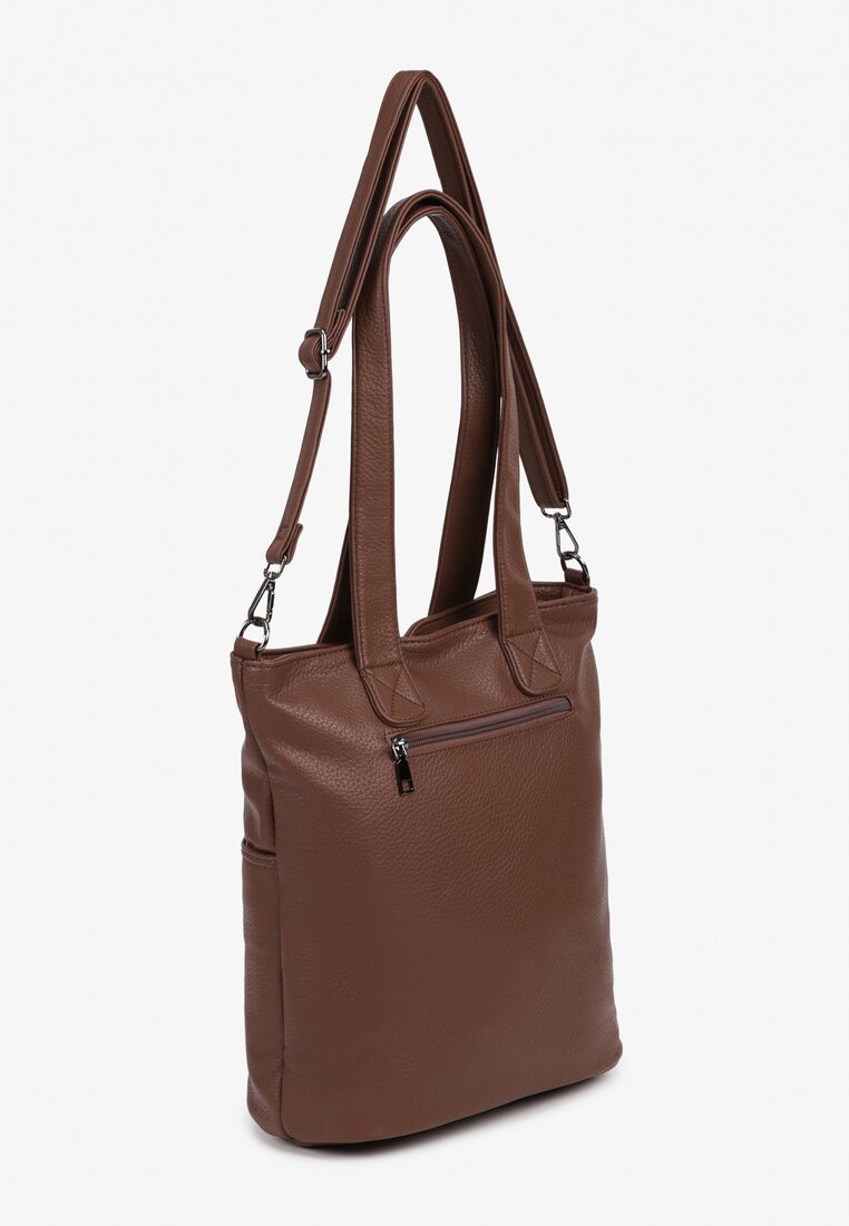 Brązowa Torebka Shopper Tote z Uchwytami i Regulowanym Paskiem Silpio