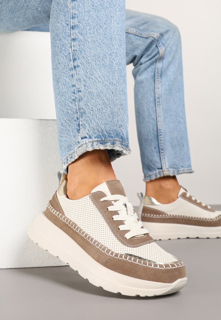 Sneakers Renosa Bej cu maro