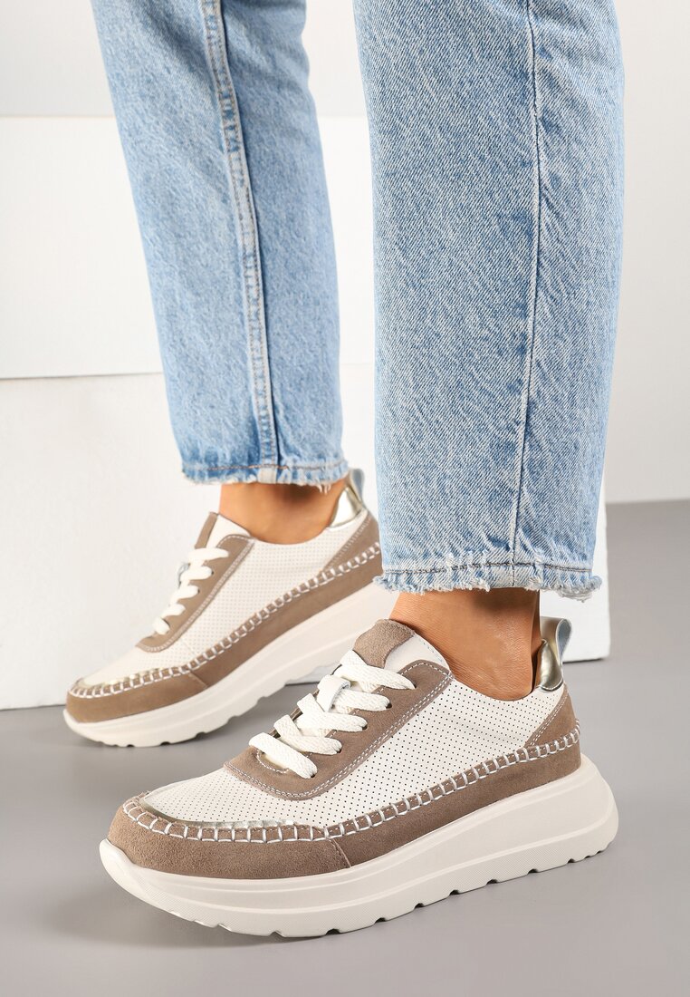Sneakers Renosa Bej cu maro