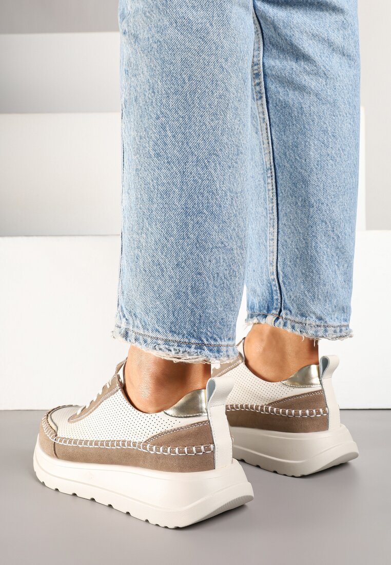 Sneakers Renosa Bej cu maro