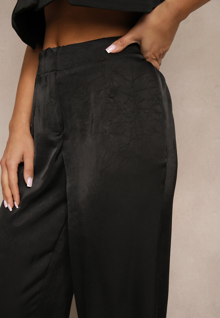 Czarne Spodnie High Waist o Eleganckim Fasonie z Prostą Nogawką Jenarwena