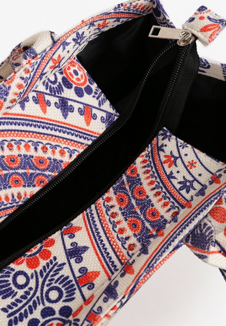 Czerwona Torebka Typu Shopper Ozdobione Napisem i Wzorem Boho Alithil
