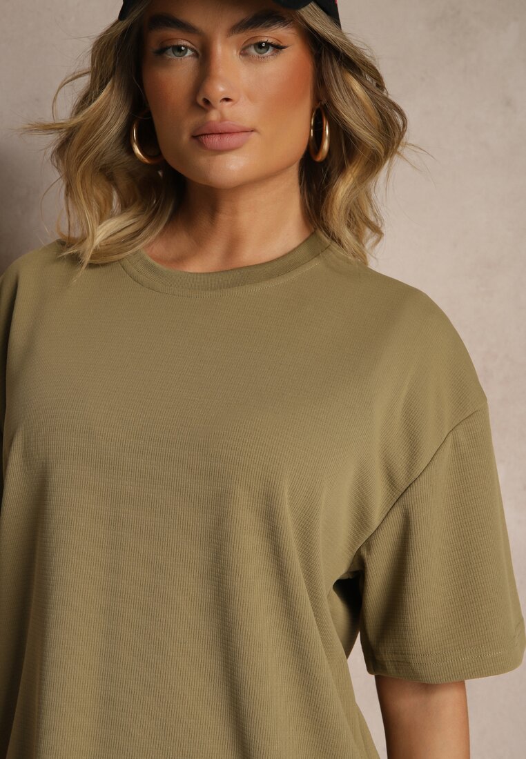 Ciemnobeżowa Koszulka T-shirt Basic Palenitia
