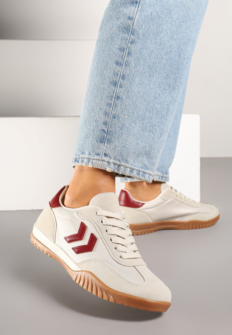 Sneakers Mepenna Bej cu roșu