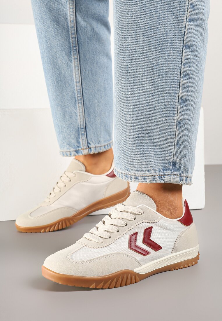 Sneakers Mepenna Bej cu roșu