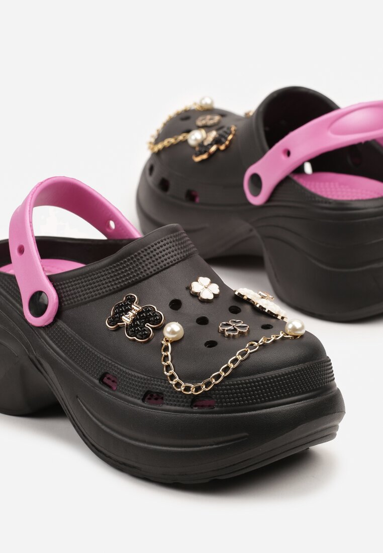 Papuci Pulessa Negru cu fucsia