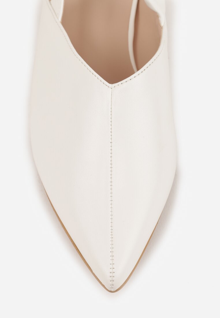 Białe Sandały z Noskiem w Szpic z Zapięciem na Sprzączkę Jenadenna