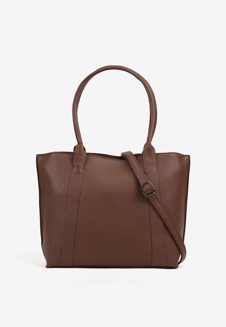 Ciemnobrązowa Duża Torebka Tote w Stylu Casual Firpio