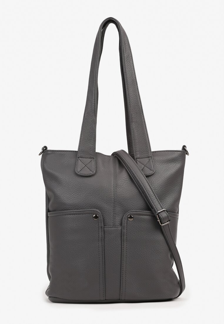 Szara Torebka Shopper Tote z Uchwytami i Regulowanym Paskiem Silpio