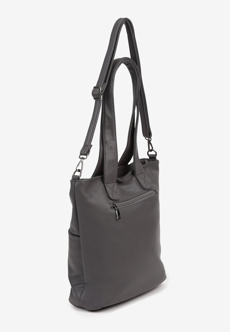 Szara Torebka Shopper Tote z Uchwytami i Regulowanym Paskiem Silpio