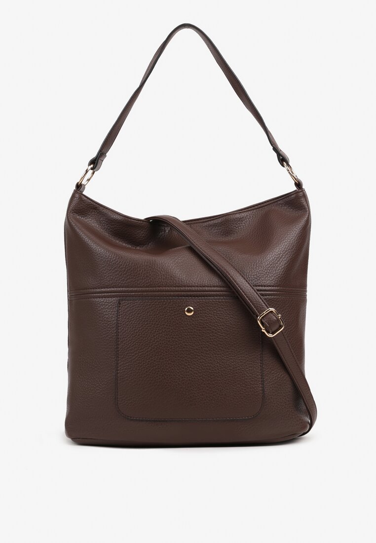 Ciemnobrązowa Torebka Typu Hobo z Dodatkowym Paskiem Crossbody Janallora