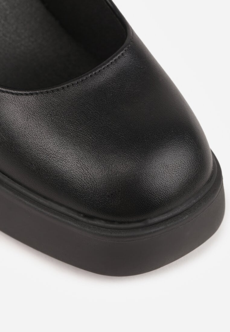 Czarne Eleganckie Czółenka na Platformie i Słupku Jesivia