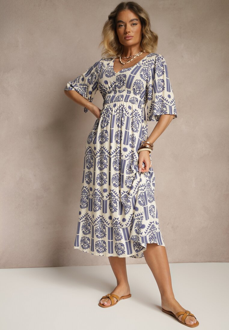 Rochie Tuvria Albastră cu crem
