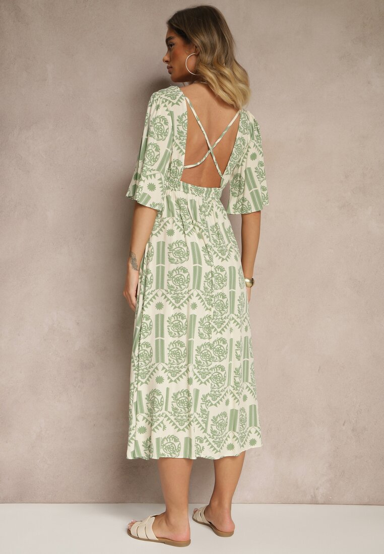 Rochie Tuvria Verde cu crem