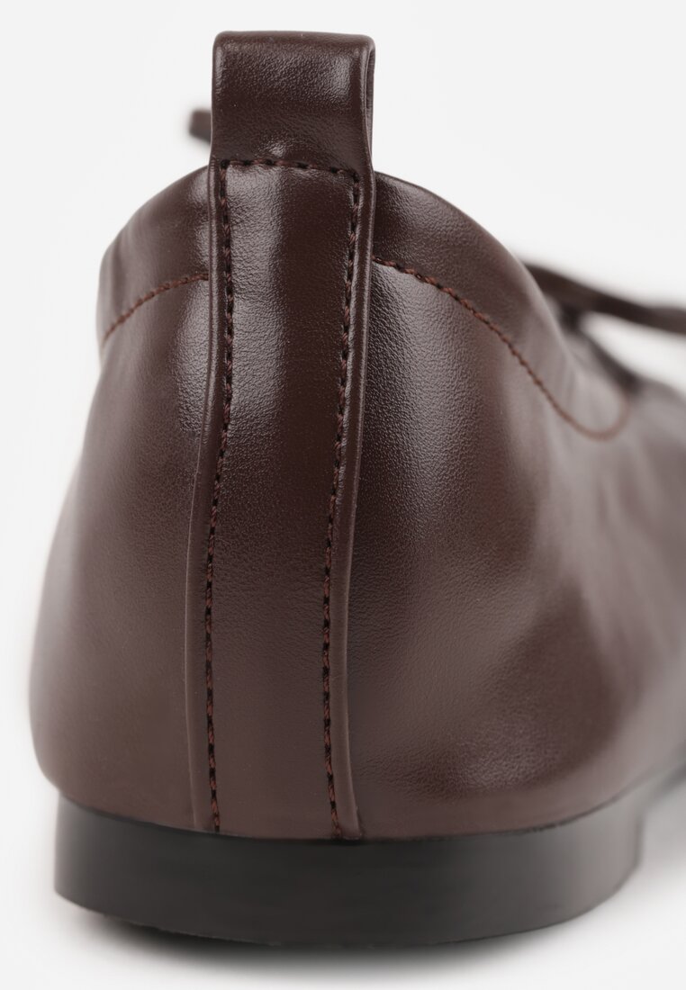 Brązowe Balerinki z Wiązaniem na Rzemyki Juliessa