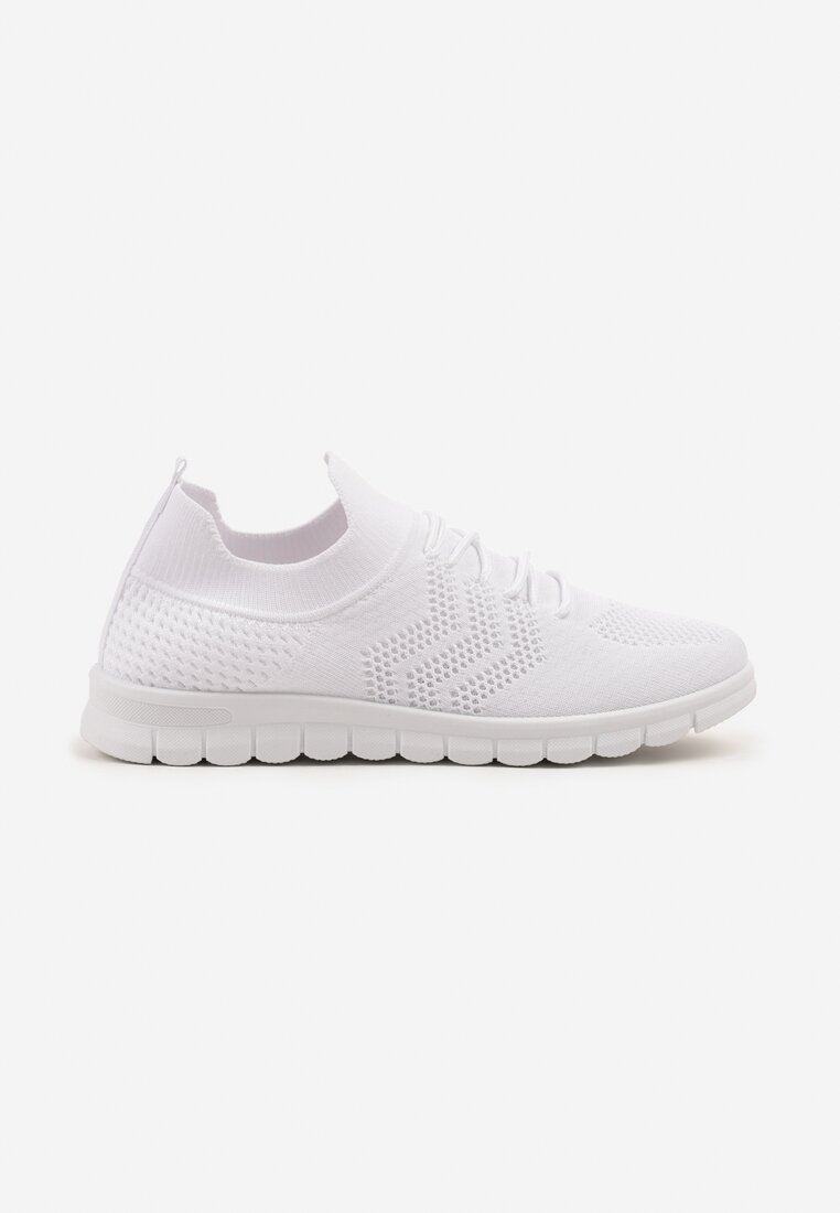 Białe Buty Sportowe Sneakersy z Elastyczną Cholewką Turezia