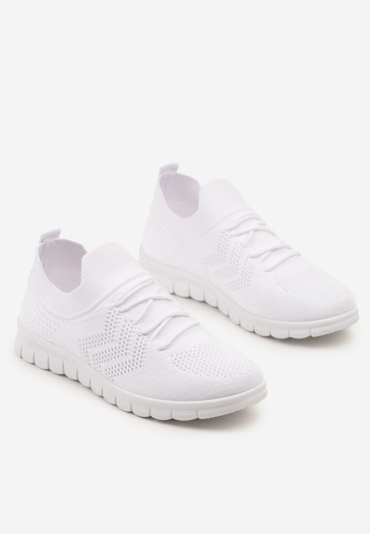 Białe Buty Sportowe Sneakersy z Elastyczną Cholewką Turezia